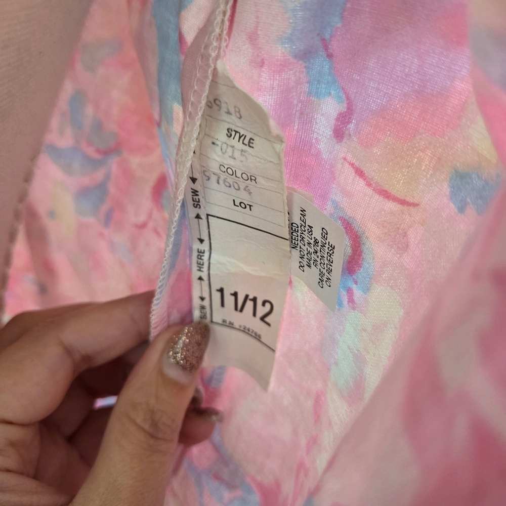 Vintage 80's Alfredo Angelo Dress Garden Party Floral Pastel Puff Sleeves 11/12 - Picture 6 of 9